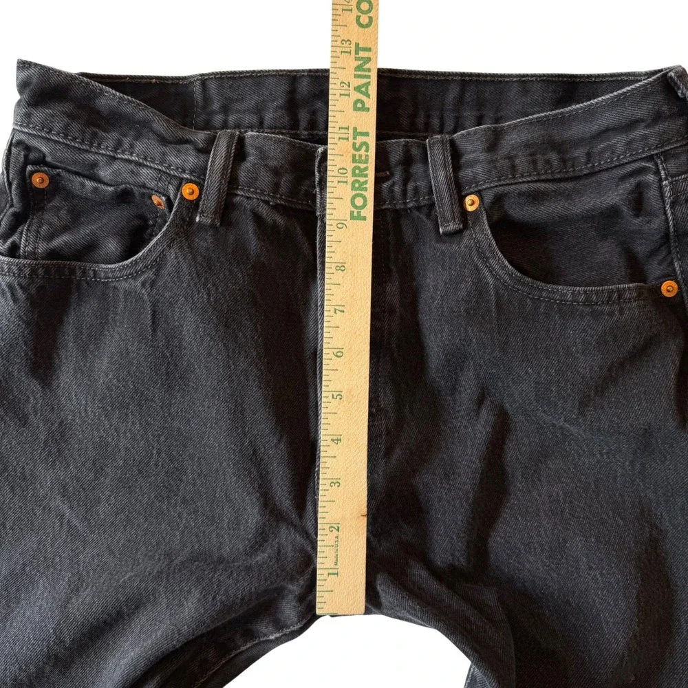 Levi's 501 Jeans Mens 34x28 Black Button Fly Straight Leg Denim Original Fit